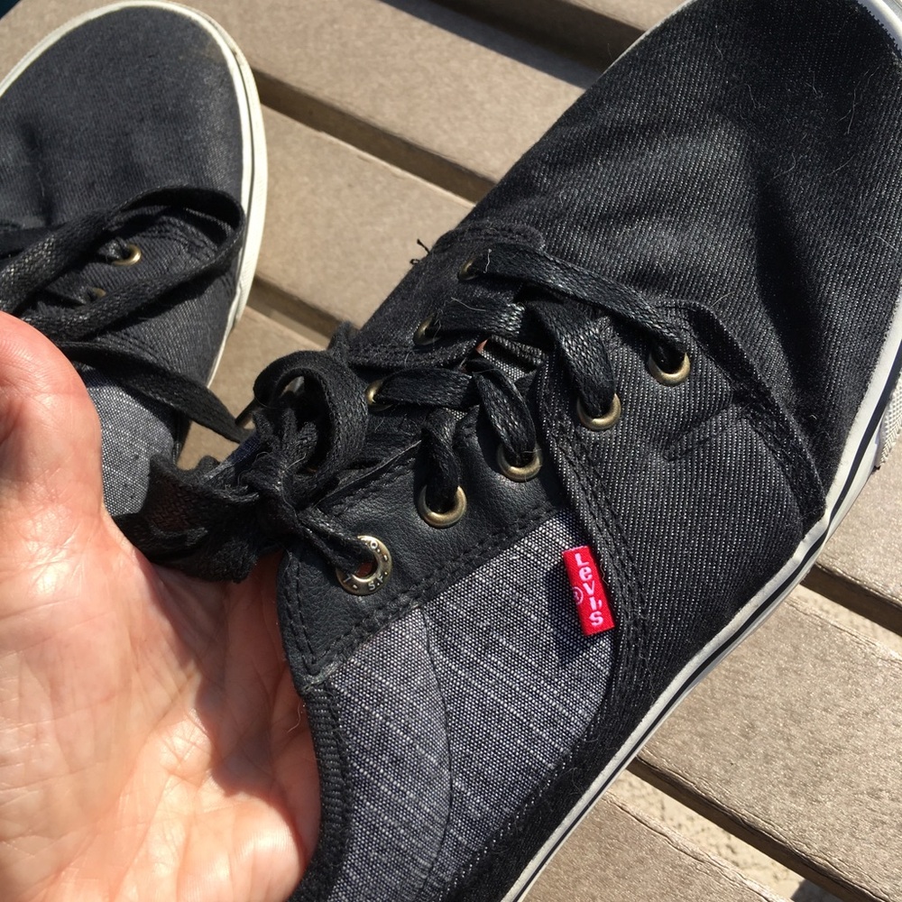 Levi Strauss & Co. Black Gray Tan Low-Top Casual Sneakers SZ 13 Preppy - Picture 3 of 9